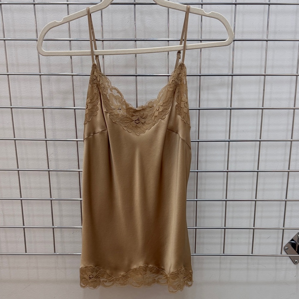 Elegant Gold Silk Lace Trim Cami